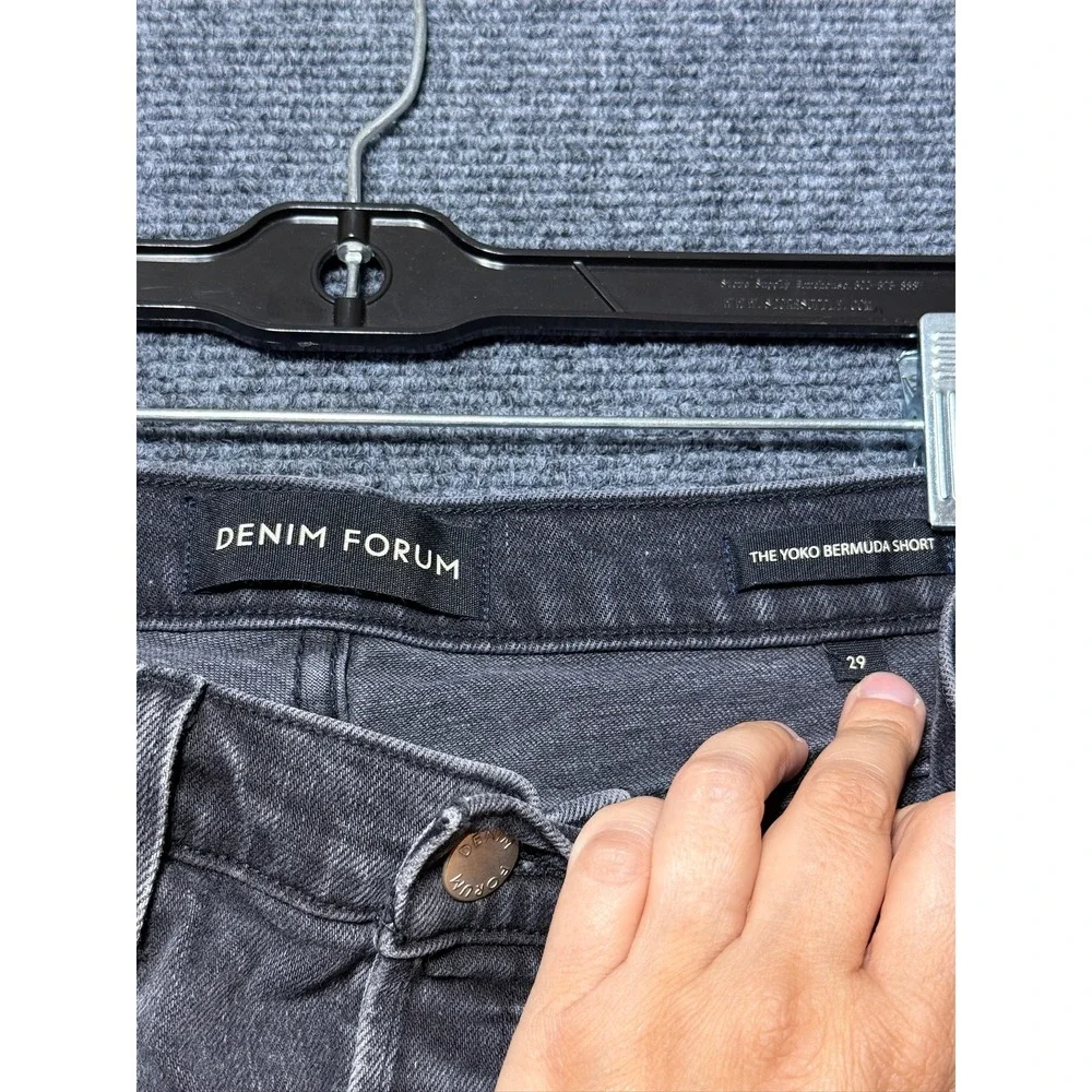 Denim Forum The Yoko Bermuda Short Women 29 Black High Rise Raw Hem Button Fly